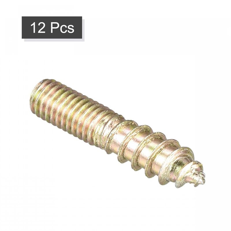 TOP-VIGOR 12Pcs M5x25mm Hanger Bolts, Double Headed Bolts Self Tapping Screw, Double Ended Dowel Screws, Screw Dowels Hanger, Threaded Lag Wood Screws and Machine Bolts for Wood Joint Furniture - Image 2